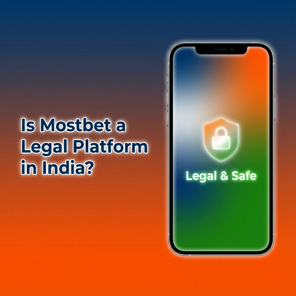 Graphic titled “Is Mostbet a Legal Platform in India?” with text on licensing, data security, and responsible gambling.