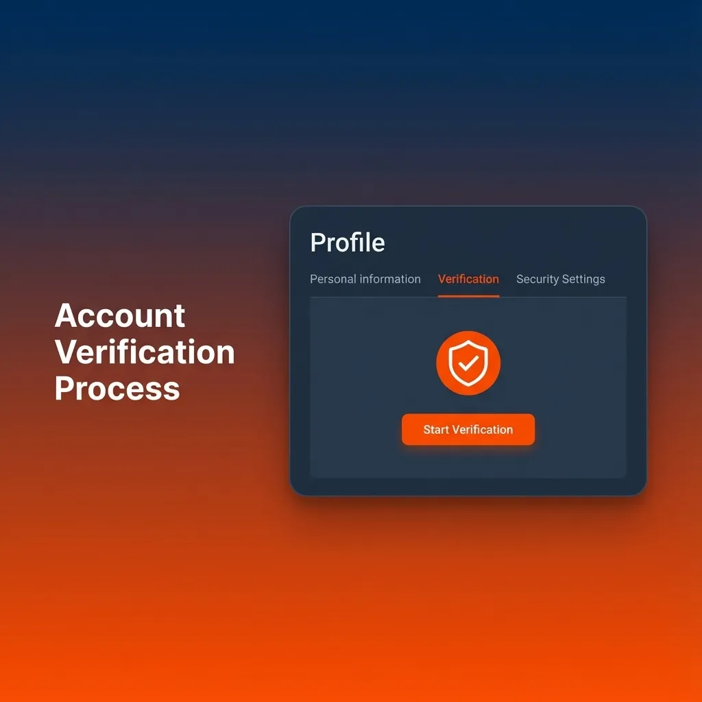 Illustrated step‑by‑step KYC account verification checklist with icons for profile, ID, address, payment, and approval