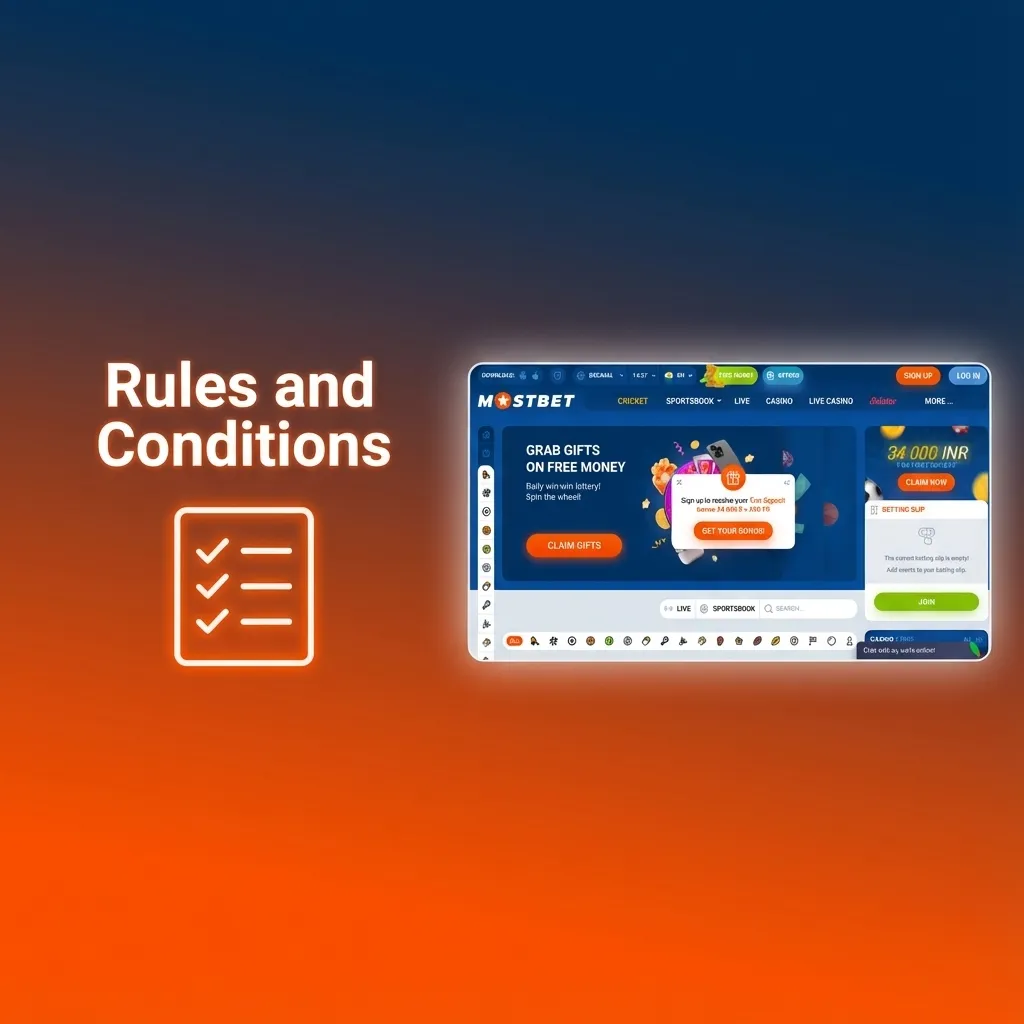 Mostbet rules and conditions page explaining betting, bonuses, KYC, age limits, and account restrictions for Indian players