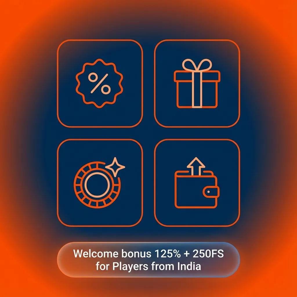 Mostbet India welcome offer banner showing 125% bonus in INR and 250 free spins for new casino players