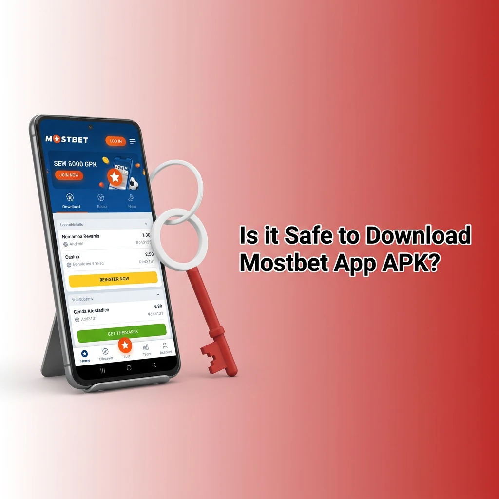 Graphic depicting Mostbet App APK download safety, highlighting SSL encryption and personal data protection.