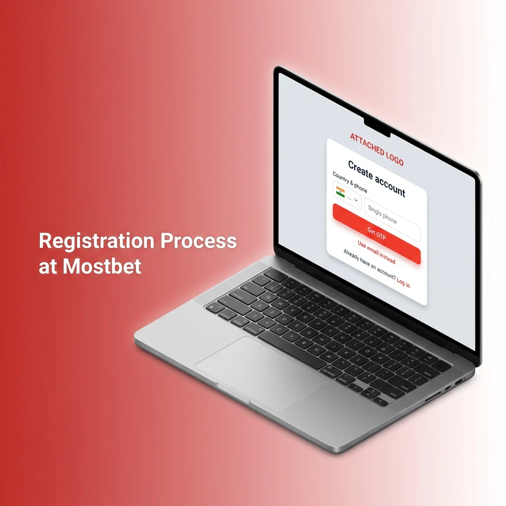 A 5-step visual guide outlining the account registration process at Mostbet, from selecting a method to confirmation.